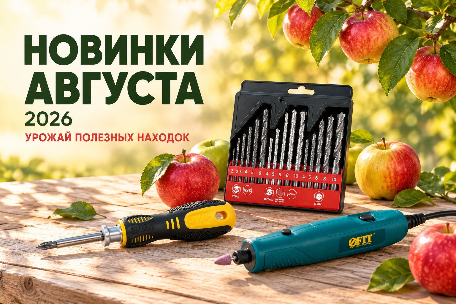 Новинки FIT август 2026: набор сверл, отвертка и гравировальная машина