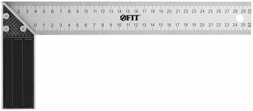 Угольник столярный FIT 19462 300 мм, рифленая шкала, алюминиевое основание