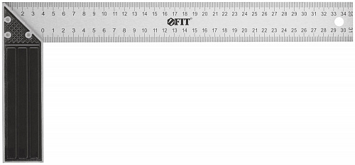 Угольник столярный FIT 19463 350 мм, рифленая шкала, алюминиевое основание
