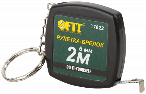 Рулетка-брелок FIT 17822 2 м 6 мм черная квадратная Рулетка-брелок FIT 17822 2 м 6 мм черная квадратная
