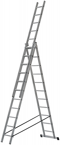 Лестница трехсекционная FIT 65437 3 х 11 ступеней H=316/539/759 см 16,61 кг, алюминиевая усиленная, вес Лестница трехсекционная FIT 65437 3 х 11 ступеней H=316/539/759 см 16,61 кг, алюминиевая усиленная, вес