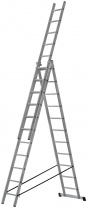 Лестница трехсекционная FIT 65437 3 х 11 ступеней H=316/539/759 см 16,61 кг, алюминиевая усиленная, вес