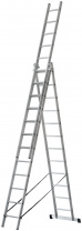 Лестница трехсекционная FIT 65438 3 х 12 ступеней H=343/594/841 см 17,83 кг, алюминиевая усиленная, вес