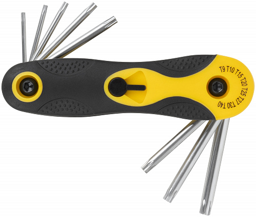 Ключи FIT 64016 8 шт. CrV Т9-Т40 складные, TORX, прорезиненный держатель Ключи FIT 64016 8 шт. CrV Т9-Т40 складные, TORX, прорезиненный держатель