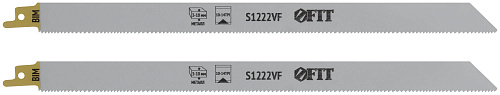 Полотна д/сабельной пилы универсальные FIT 41077 300/275/1,8-2,5 мм (S1222VF) 2 шт., Bimetal, фрезерованные волнистые с переменным шагом зубья Полотна д/сабельной пилы универсальные FIT 41077 300/275/1,8-2,5 мм (S1222VF) 2 шт., Bimetal, фрезерованные волнистые с перем